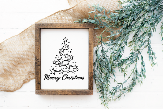 Merry Christmas tree Christmas wood sign