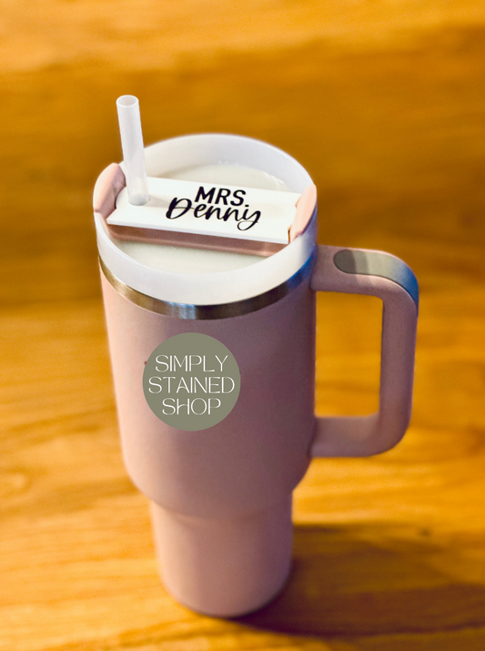 Custom Stanley Quencher v2 Tumbler Lid Name Tag 20/30oz or 40 oz insulated Tumbler Name Topper - Personalized Tumbler Accessory Acrylic mug Rectangle