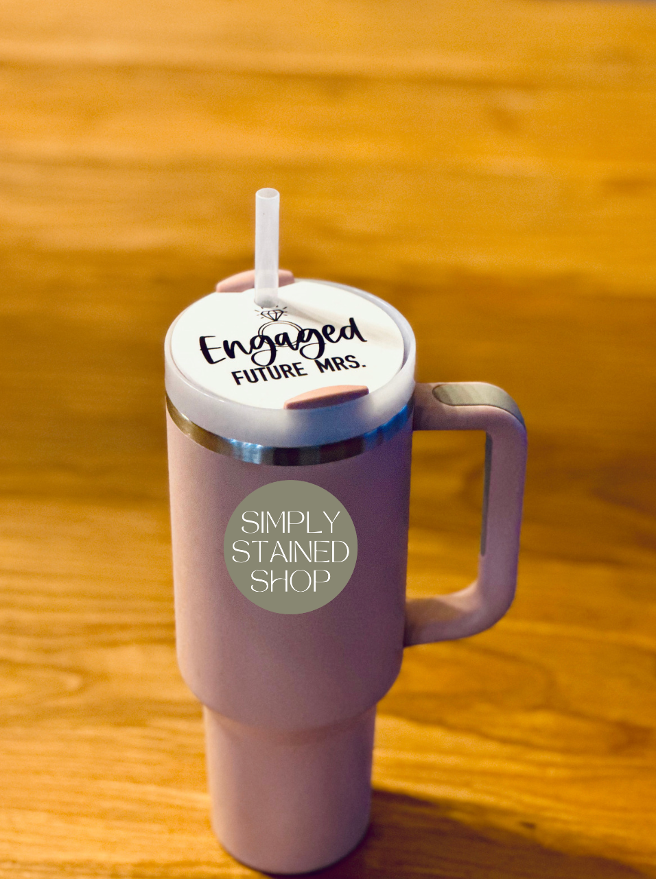 Engaged Future Mrs. Custom Stanley Quencher v2 Tumbler Lid Name Tag 20/30oz or 40 oz insulated Tumbler Name Topper Tumbler Accessory Acrylic mug circle