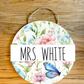 Watercolor Floral Butterfly Personalized Custom Teacher Name Spring Classroom Wood Sign