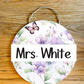 Watercolor Floral Butterfly Personalized Custom Teacher Name Spring Classroom Wood Sign