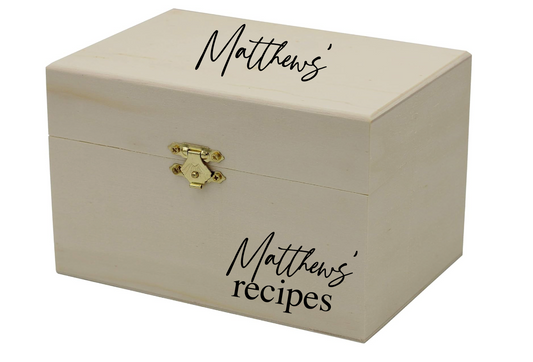 Your personalized name Wooden Recipe Card Holder Box sign