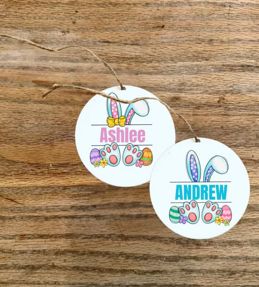 Personalized Your Kid's Name Easter Basket Acrylic Name Tag 2024 bunny