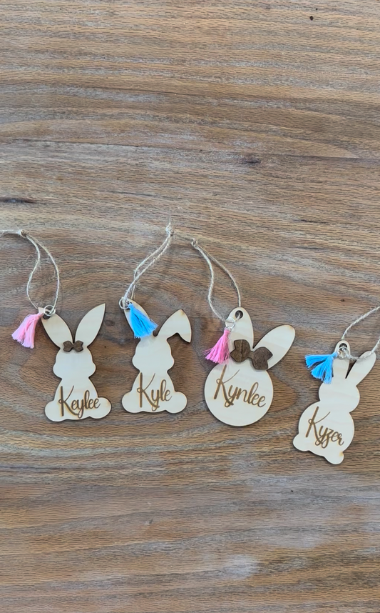 Easter bunny engraved personalized Easter Basket tag