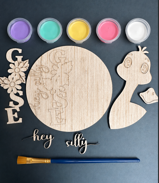8” 3D Porch Goose DIY Paint Kit | Wooden Paint Kit for Kids & Adults | Summer Craft Kit