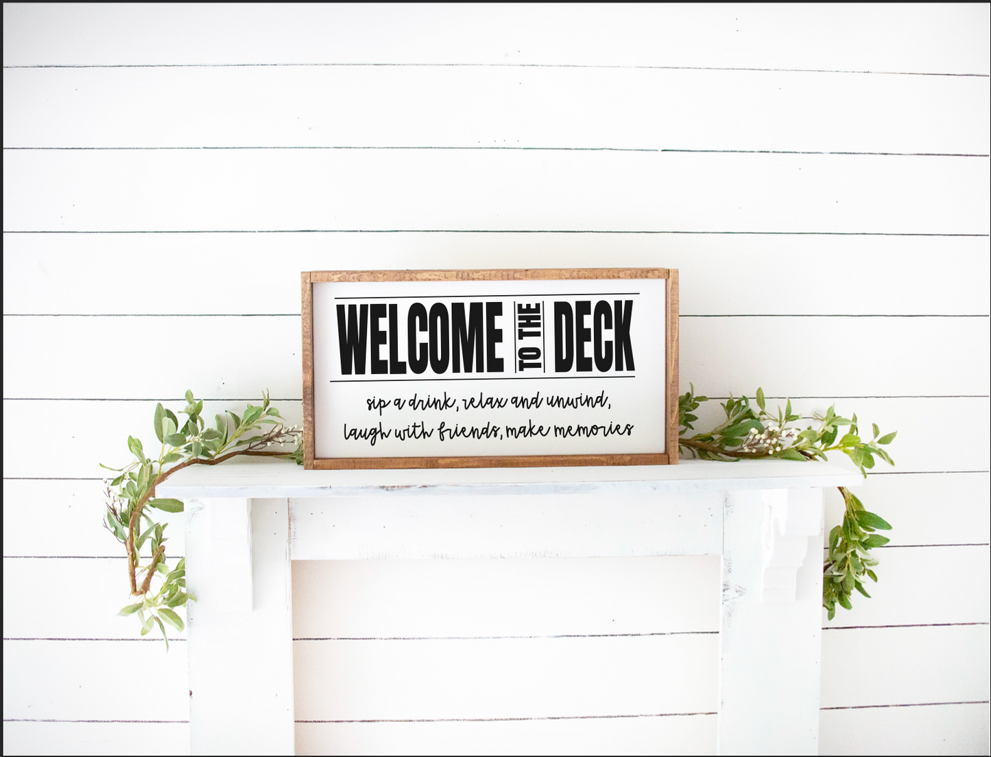 Welcome To The Deck wood framed sign deck/porch sign