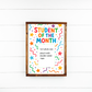 Student of the Month rainbow brights classroom wood sign