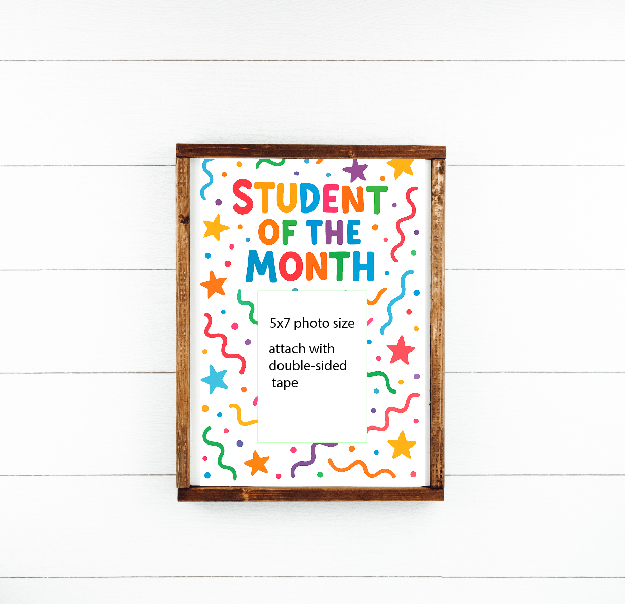 Student of the Month rainbow brights classroom wood sign