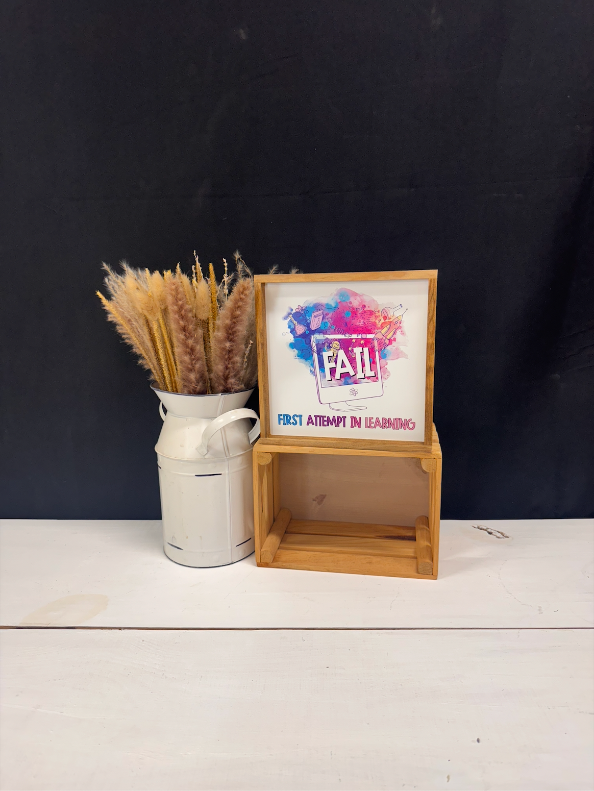 FAIL First Attempt At Learning Classroom Framed Wood Sign