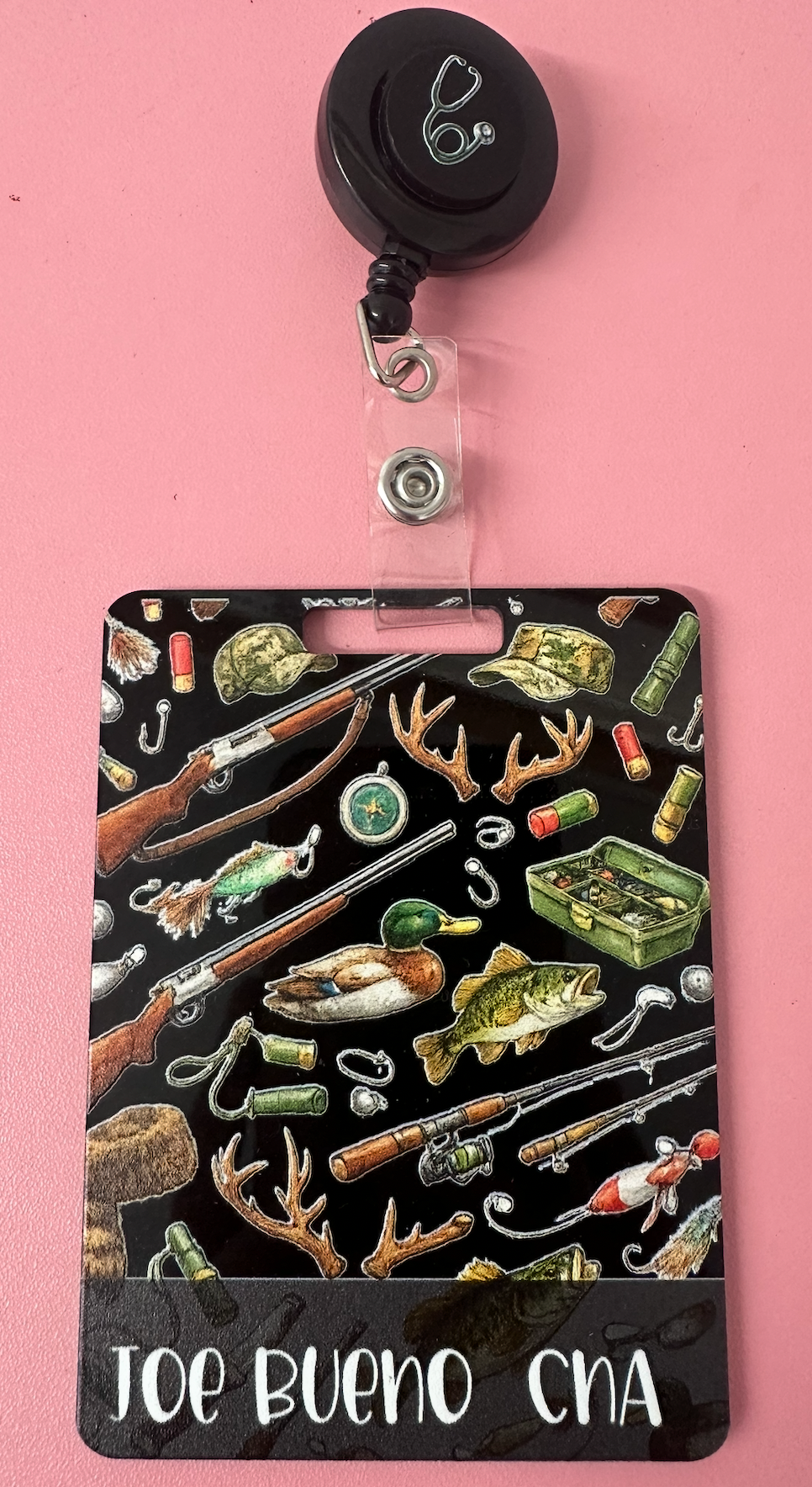 Custom UV Printed Acrylic Badge Buddy + Matching Badge Reel Set