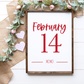 February 14 Valentine Sign | UV Printed Farmhouse Wall Art with Handmade Pine Frame | XOXO Decor