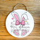Personalized Easter Bunny Circle Sign | Custom Teacher Name Door Hanger | Cute Classroom Spring Decor