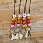 boho rainbow retro teacher Teacher Nurse Keychain Lanyard Bead Tassel