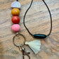 boho rainbow retro teacher Teacher Nurse Keychain Lanyard Bead Tassel