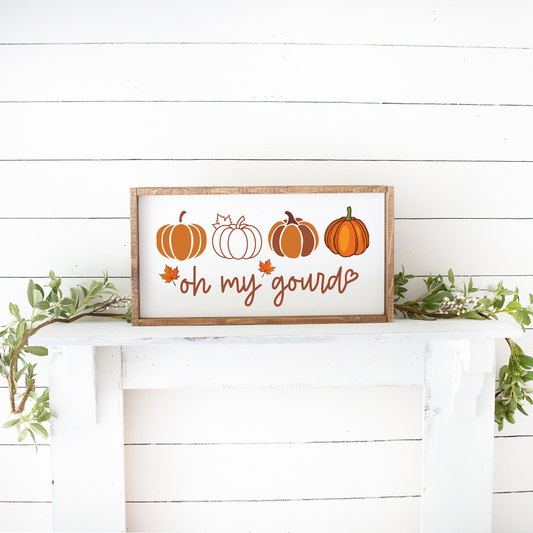 Oh My Gourd Pumpkins Framed Fall Sign