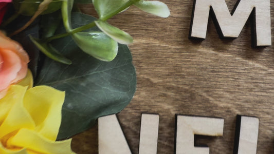 Flower Teacher Name wood hanger sign
