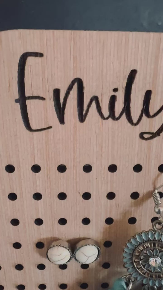 Personalized Wood Earring Holder