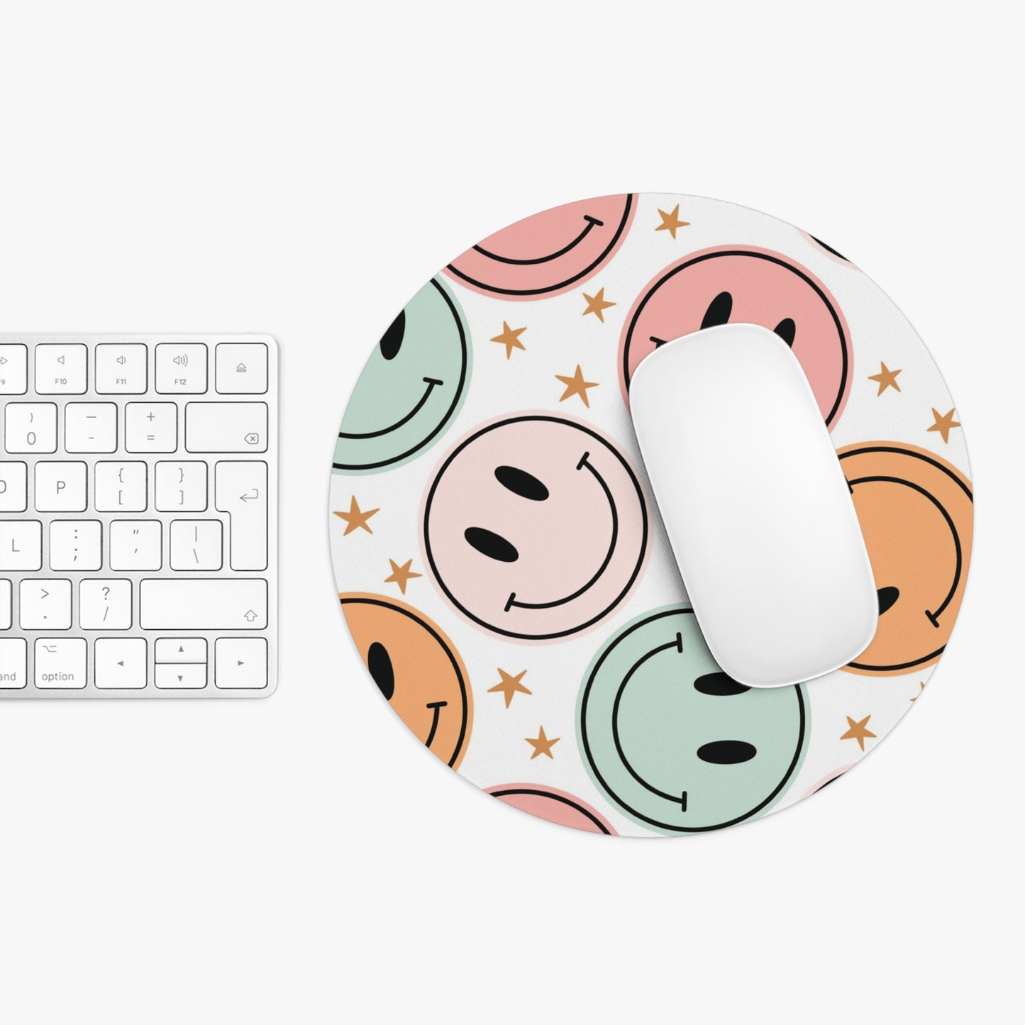 Retro smiley face with stars teacher Mouse Pad