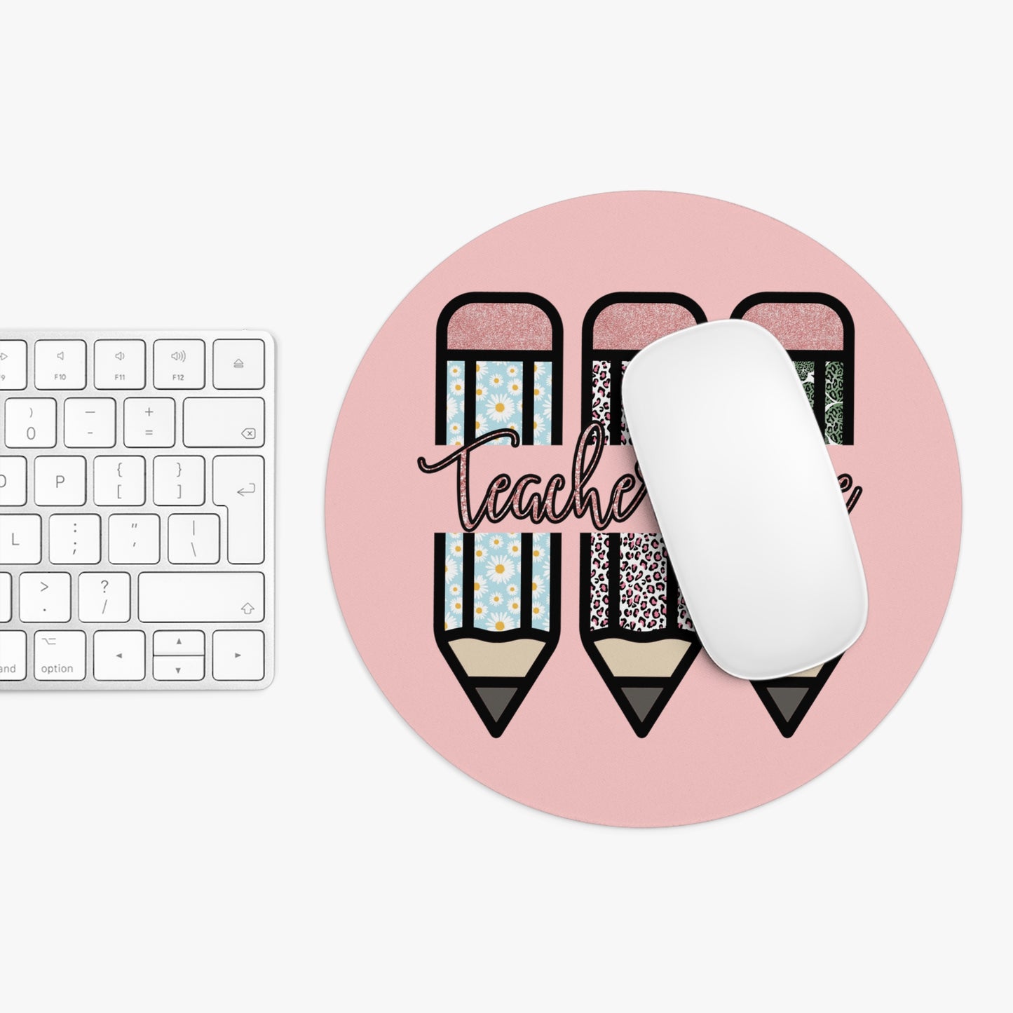 Teacher Life Pencil Glittery Leopard Mouse Pad