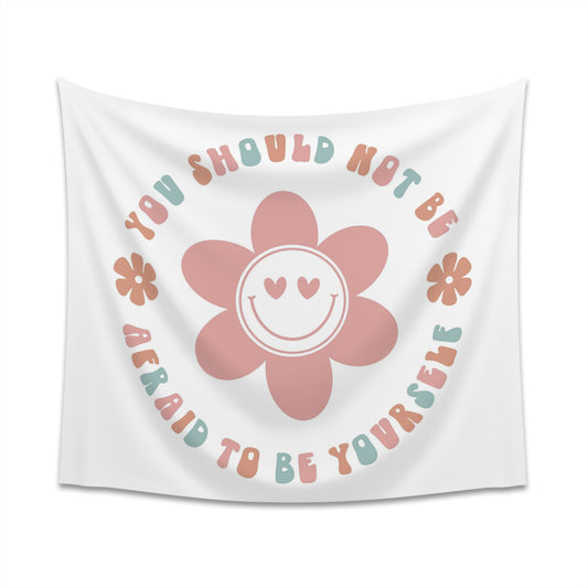 retro groovy you should not be afraid to be yourself Printed Wall Tapestry