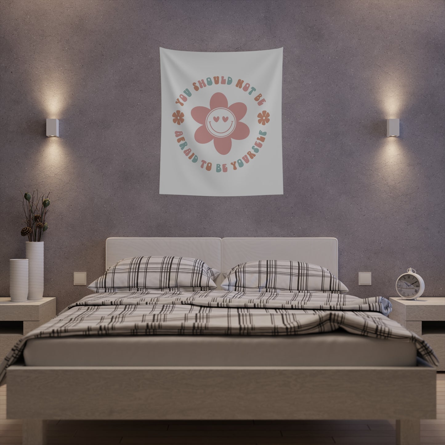 retro groovy you should not be afraid to be yourself Printed Wall Tapestry