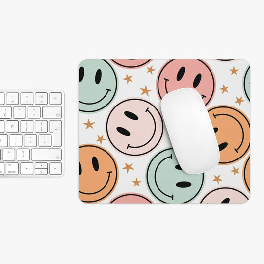 Retro smiley face with stars teacher Mouse Pad
