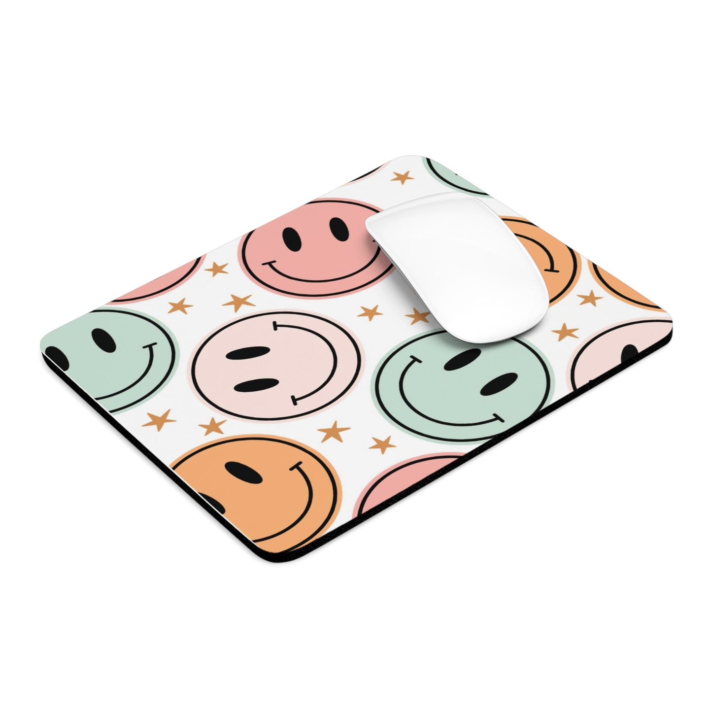 Retro smiley face with stars teacher Mouse Pad