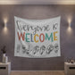 Everyone is welcome asl Printed Wall Tapestry