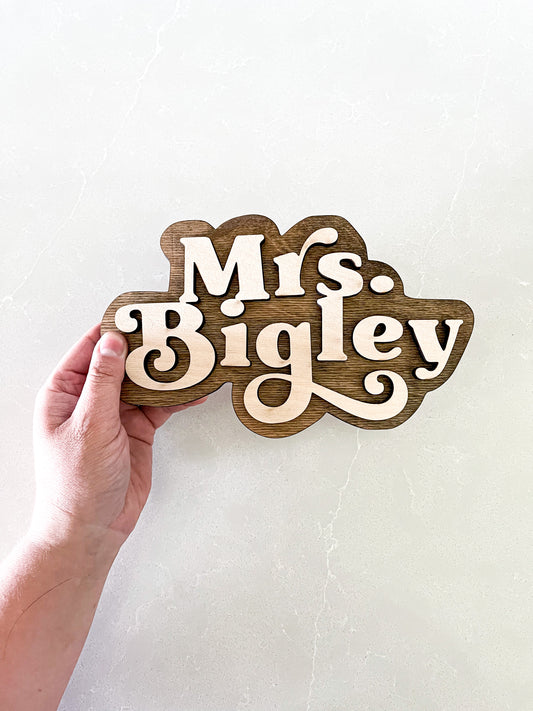 Personalized 3D Teacher Name Cut Out Sign