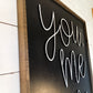 You me and the boys farmhouse cursive family wood sign