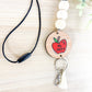 Personalized Custom Teacher Nurse Keychain Lanyard Farmhouse Bead Tassel wood sign