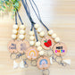Personalized Custom Teacher Nurse Keychain Lanyard Farmhouse Bead Tassel wood sign