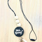 Black Personalized Custom Teacher Nurse Keychain Lanyard Farmhouse Bead Tassel wood sign