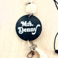 Black Personalized Custom Teacher Nurse Keychain Lanyard Farmhouse Bead Tassel wood sign