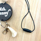 Black Personalized Custom Teacher Nurse Keychain Lanyard Farmhouse Bead Tassel wood sign