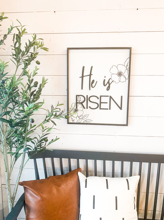 He Is Risen; Easter; Spring 3d raised letter
