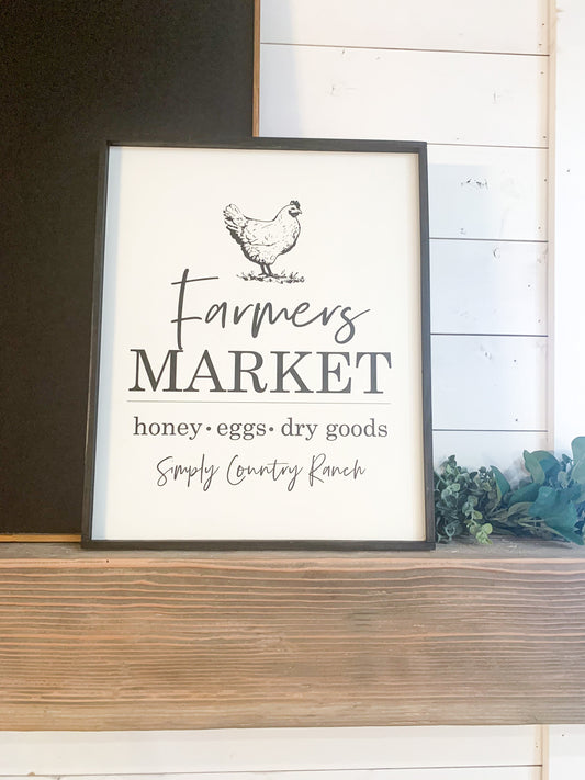 farmers market chicken spring wood farmhouse sign