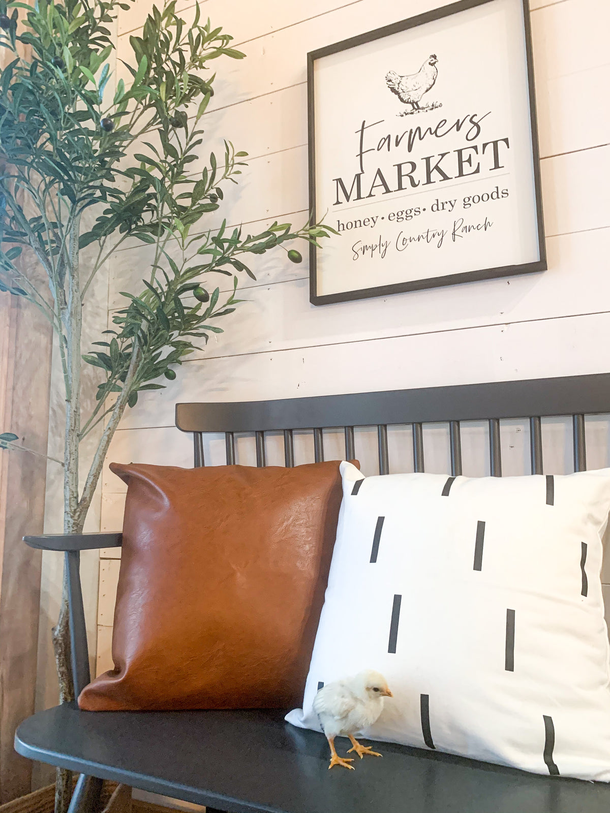 farmers market chicken spring wood farmhouse sign
