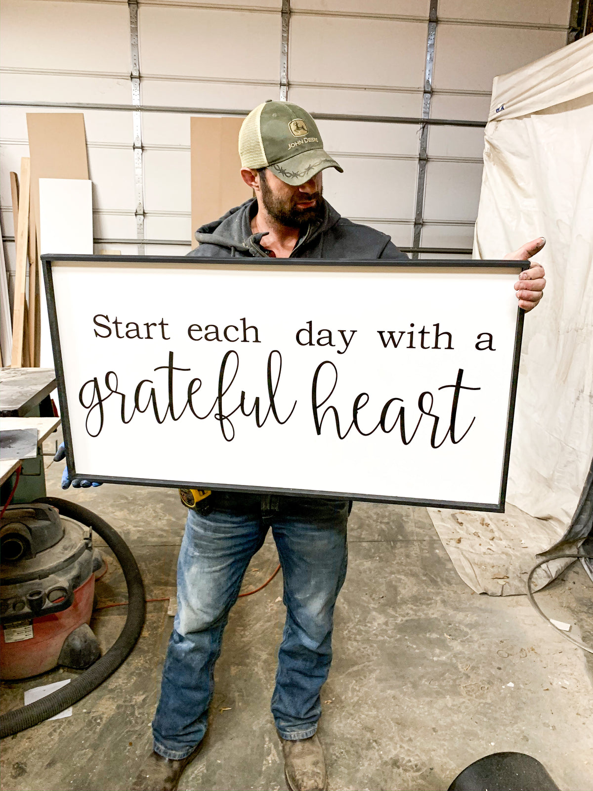 Start Each Day With a Grateful Heart Framed Wood Sign