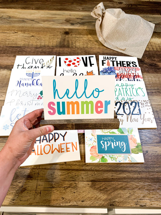 Seasonal Shelf Sitter bundle; Fall Signs; Removable Shelf Sitter; Holiday Sign; Christmas; Halloween