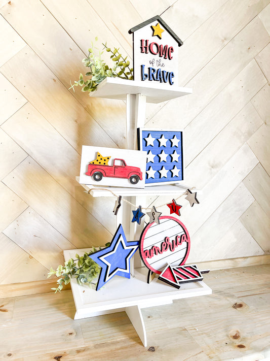 DIY home of the brave american Seasonal Tiered Tray