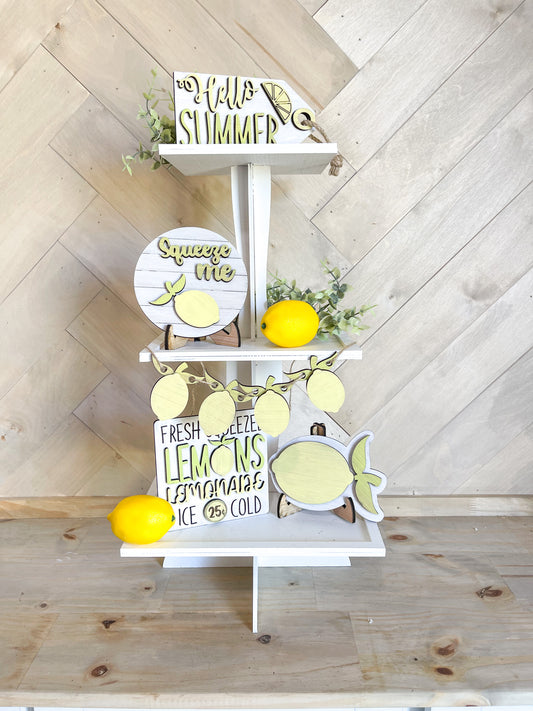 DIY Lemon Hello Summer Seasonal Tiered Tray