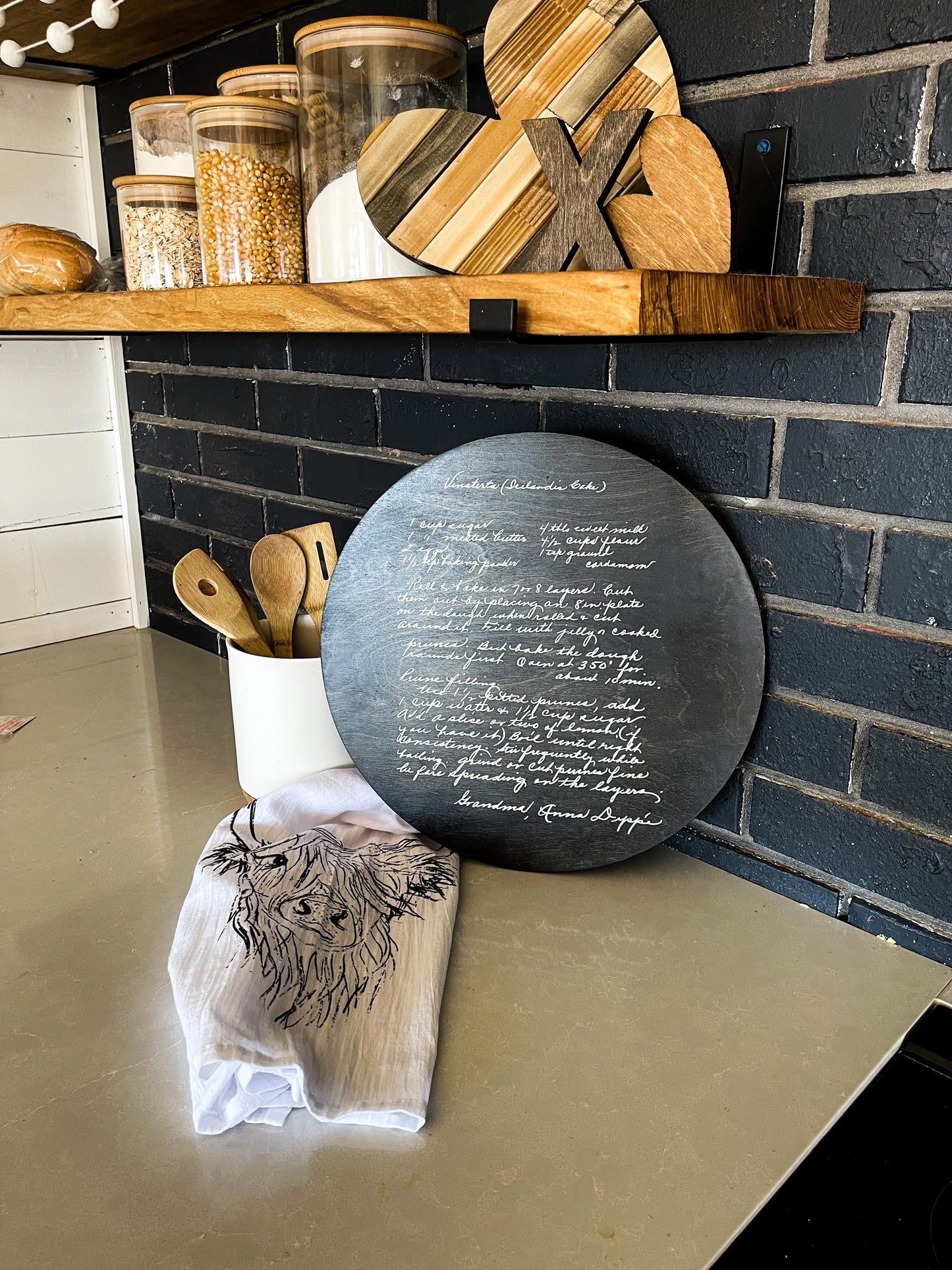 Your handwritten Recipe/Letter transferred to wood circle Sign