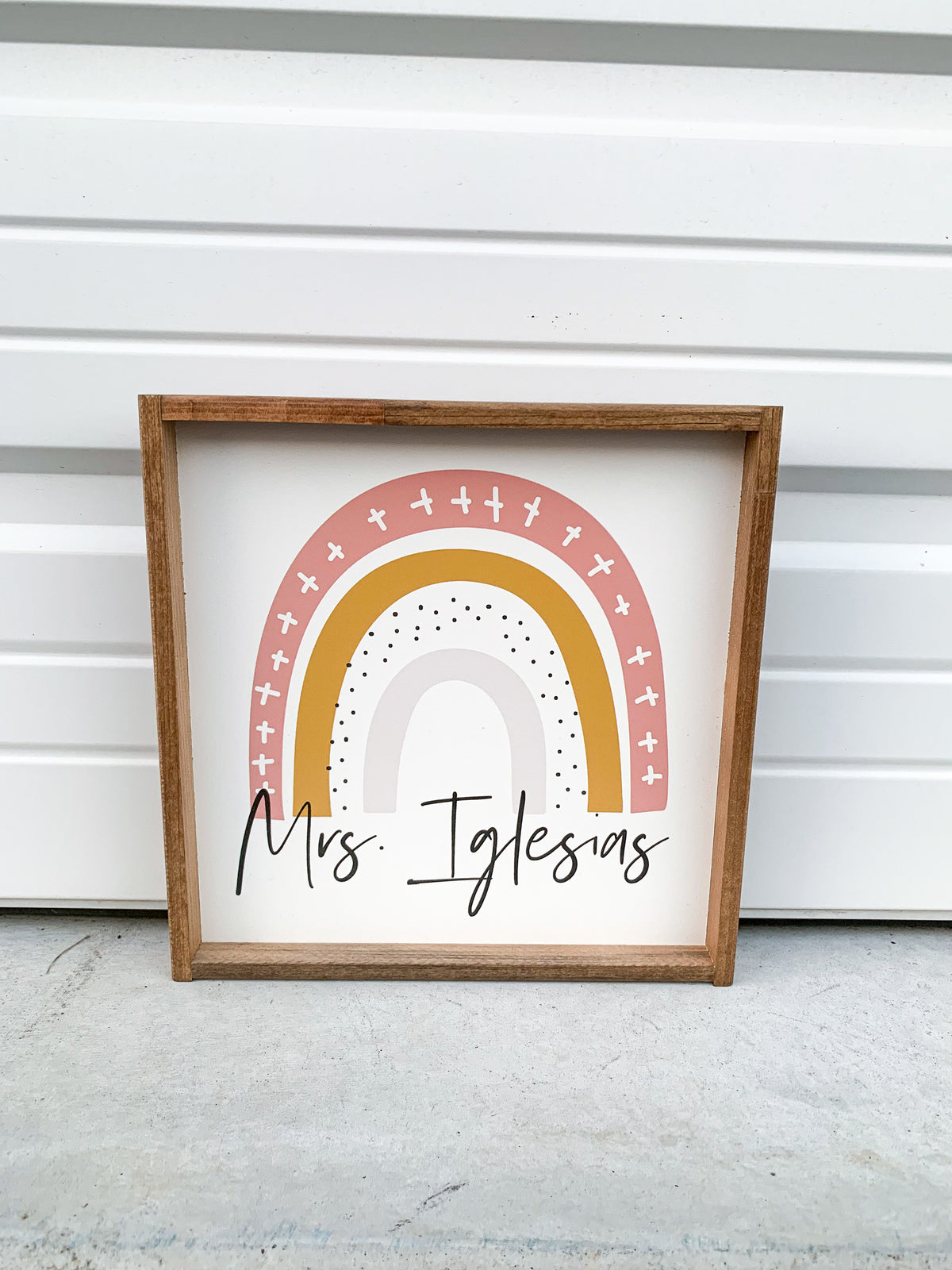 Boho Rainbow Classroom Teacher Name Sign