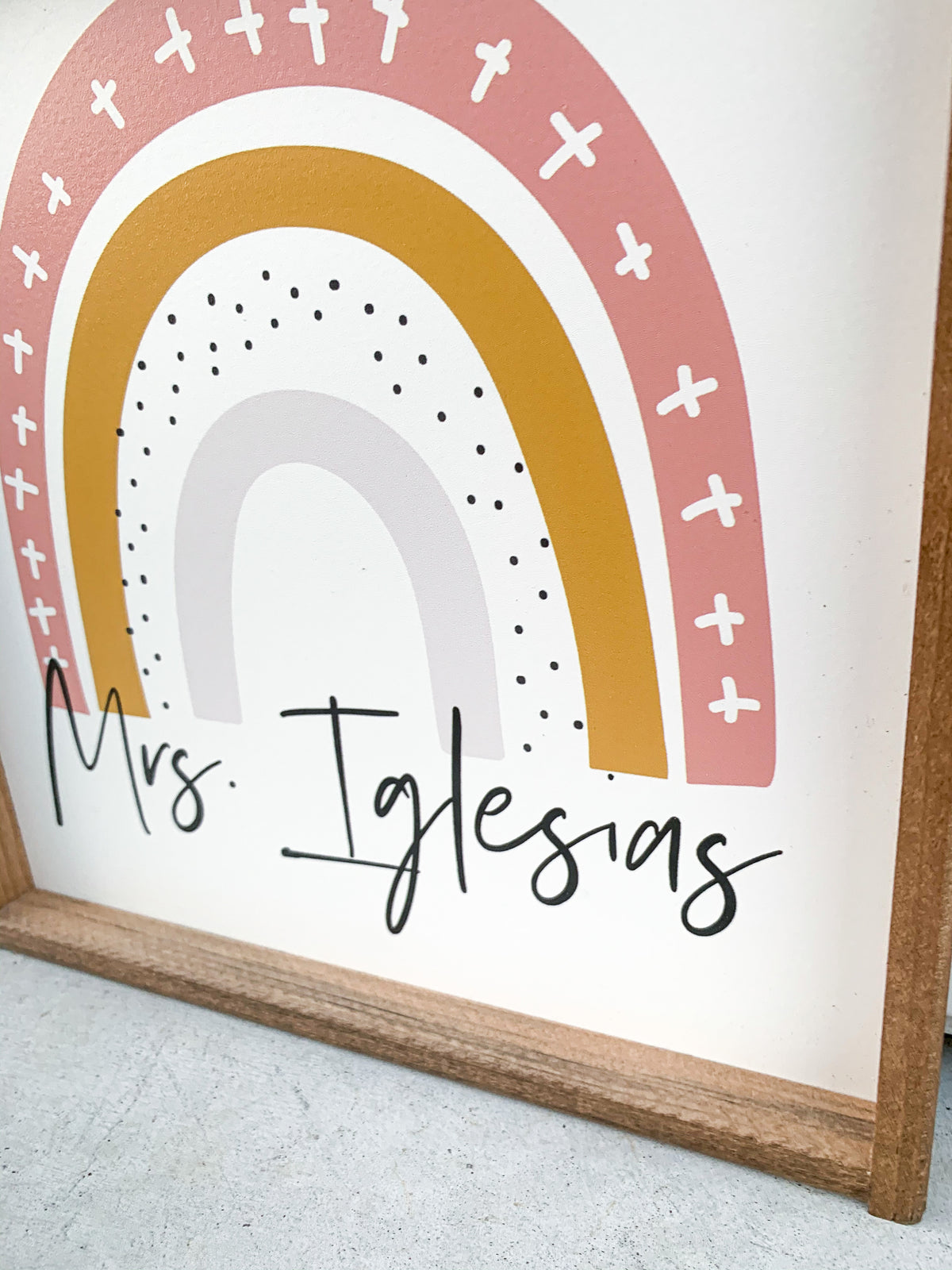 Boho Rainbow Classroom Teacher Name Sign