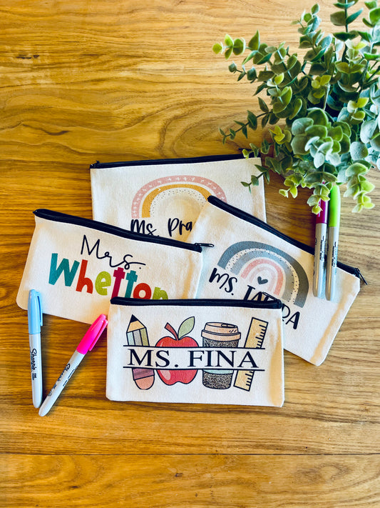 Your Custom Personalized Teacher Zipper Pouch; Pencil Bag;  # teacher tools; Makeup Bag; Essential Oil