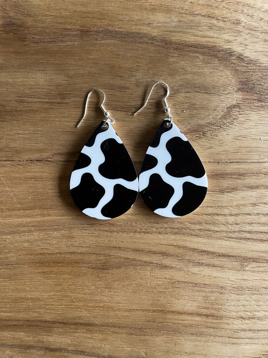 Cow Print Acrylic Teardrop Earring