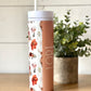 Watercolor Highland Cow Flower Personalized Skinny Tumbler with Lid and Straw, 16 oz Matte Black Acrylic Tumbler Insulated Double Wall Plastic Reusable Cups