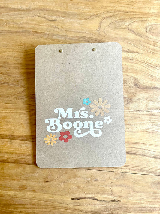 Retro Groovy Custom Personalized Teacher Name Clipboards