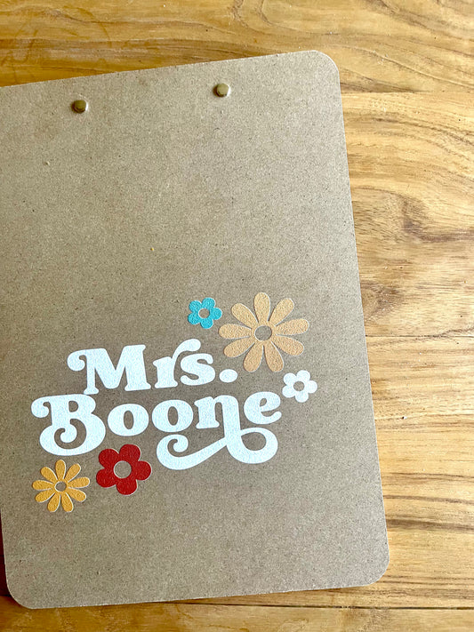 Retro Groovy Custom Personalized Teacher Name Clipboards